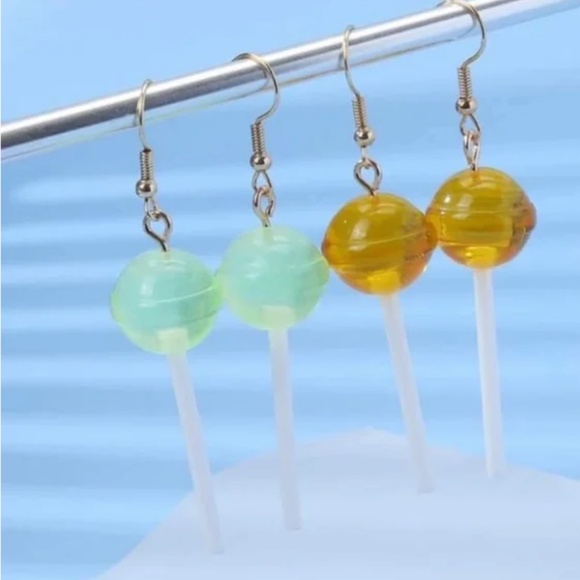 ❤️ FREE Lollipop Set Candy Drop Modern Pop Art Artsy Pop Hip Girly Earrings Set - Picture 4 of 4